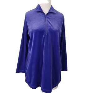 All American Comfort 1/4 Zip Tracksuit Jacket Velvet Velour Womens Medium Purple